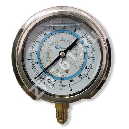 Мановакуумметр с глицерином, 80 мм (R22; R134a; R404A; R407C; R507) Becool BCJL-NG-80