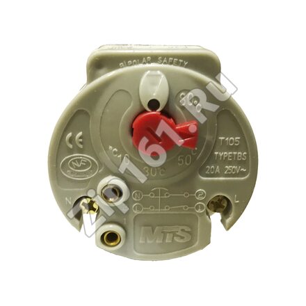 Термостат для водонагревателя MTS, 20A, 250V, 80°C L-270mm красный флажок